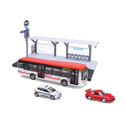 Bburago - Playset öffentlicher Verkehrsmittel im Maßstab 1:64 – Bus, Straßenbahn, Station + 2 Fahrzeuge – Lernspielzeug für Kinder – zufällige Modelle – entwickelt Fantasie und Kreativität Bburago - Playset öffentlicher Verkehrsmittel im Maßstab 1:64 – Bus, Straßenbahn, Station + 2 Fahrzeuge – Lernspielzeug für Kinder – zufällige Modelle – entwickelt Fantasie und Kreativität von Bburago