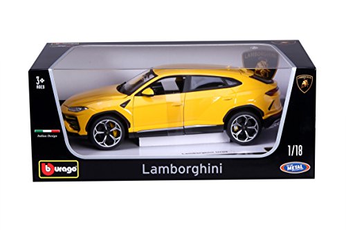 Bburago Lamborghini Urus: Modellauto im Maßstab 1:20, Türen, Kofferraum und Motorhaube zum Öffnen, lenkbar, 26 cm, gelb (18-11042Y) von Bburago
