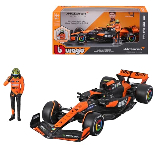 Bburago 1:24 2024 Race McLaren MCL38 mit Figur, Norris #4 von Bburago