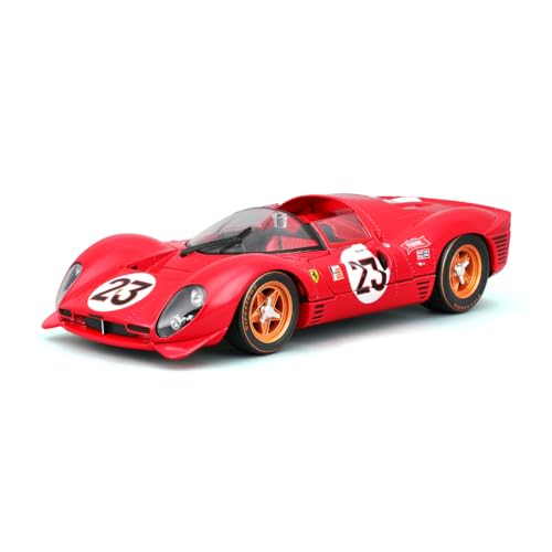 Bburago Ferrari 330 P4 Daytona (1967): Modellauto im Maßstab 1:24, Oldtimer, Türen beweglich, rot (18-26310) von Bburago