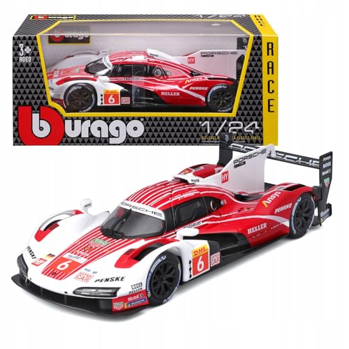 Bburago 1:24 PENSKE PORSCHE 963#6 Super Car - Maßstab 1:24 - Unglaublich detaillierte Die-Cast Replik Sammlerstück Rennwagen Modell, mehrere Farben Bburago 1:24 PENSKE PORSCHE 963#6 Super Car - Maßstab 1:24 - Unglaublich detaillierte Die-Cast Replik Sammlerstück Rennwagen Modell, mehrere Farben von Bburago