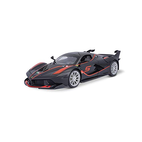 Bburago Ferrari FXX-K: Modellauto im Maßstab 1:18, Ferrari Race & Play Serie, Kofferraum und Motorhaube zum Öffnen, lenkbar, 24 cm, schwarz #5 (18-16010BK) von Bburago