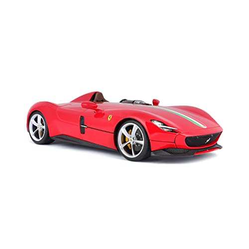 Bburago Ferrari Monza SP1: Modellauto im Maßstab 1:18, Ferrari Signature Serie, Kofferraum, Tür und Motorhaube beweglich, lenkbar, 26 cm, rot (18-16909) von Bburago