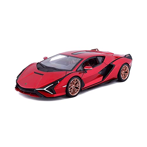 Bburago Lamborghini Sian FKP 37: Modellauto im Maßstab 1:24, Türen und Kofferraum beweglich, 20 cm, rot (18-21099R) von Bburago