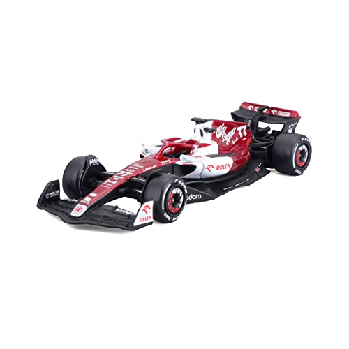 Bburago Alfa Romeo F1 Team Orlen C42 (2022): Modellauto im Maßstab 1:43, #77 Valtteri Bottas, Windowbox, rot-weiß (18-38067B) von Bburago
