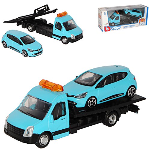 Bburago Autotransporter mit Renault Clio IV Blau 5 Türer Typ X98 Ab 2012 1/43 Modell Auto Bburago Autotransporter mit Renault Clio IV Blau 5 Türer Typ X98 Ab 2012 1/43 Modell Auto von Bburago