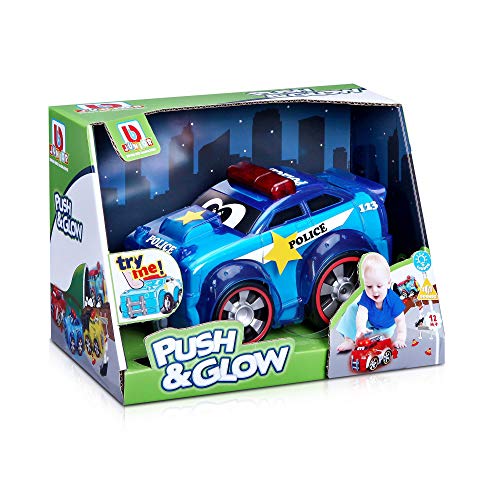 Bburago B16-89004 BB Junior Push & Glow Police Light Up Vorschule Spielzeugauto Fahrzeug, mehrere Farben von Bburago