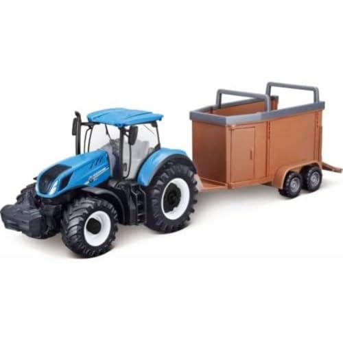Bburago B18-31656 New Holland T7.315 Traktor mit Viehspediteur Traktor, 10 cm, Blau von Bburago