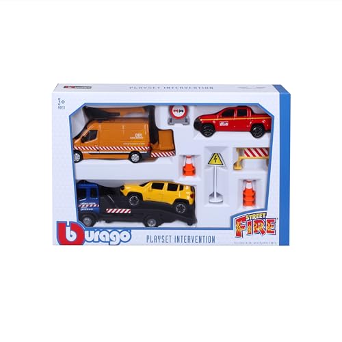 Bburago -BBURAGO-1/43 Street Fire-Playset Intervention-Sortiment 3 Modelle Neuheit 2022 Miniaturauto für Kinder, Maßstabsreproduktion, 31029 von Bburago