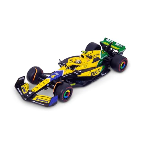 Bburago F1 Formula 1 MCLAREN MCL38 (2024) mit Helm - Norris - Senna Livery - Maßstab 1:43 - Unglaublich detailliertes Sammelrennauto Nachbau von Bburago