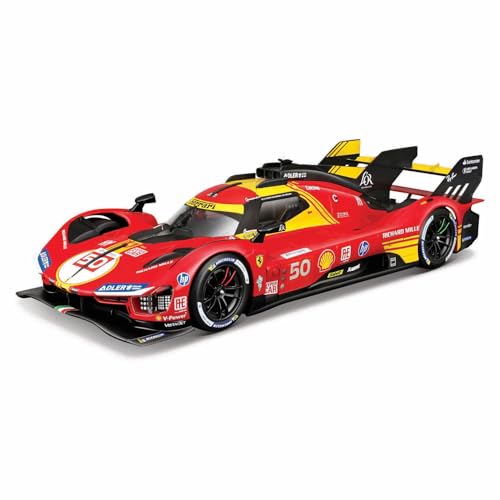 Bburago FERRARI RACING 499P LE MANS HYPERCAR (2024) AF CORSE #50-1:18 - Unglaublich detaillierte Die-Cast Replik Rennwagen-Modell von Bburago