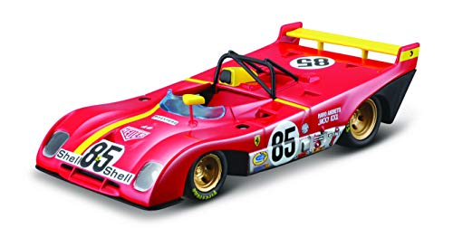 Bburago Ferrari 312P '72: Modellauto im Maßstab 1:43, Ferrari Racing Serie, Geschenkbox, 12 cm, rot #85 (18-36302) von Bburago