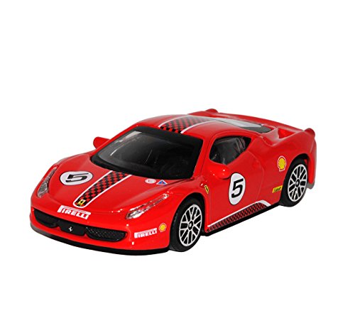 Bburago Ferrari 458 Italia Challenge Nr 5 Coupe Rot Ab 2009 1/43 Modell Auto mit individiuellem Wunschkennzeichen von Bburago