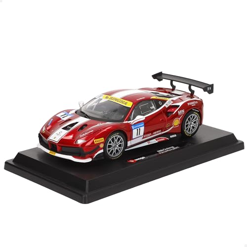 Bburago Ferrari 488 Challenge (Formula Racing '17): Modellauto im Maßstab 1:24, Ferrari Racing Serie, Türen zum Öffnen, 19 cm, rot #11 (18-26308) von Bburago