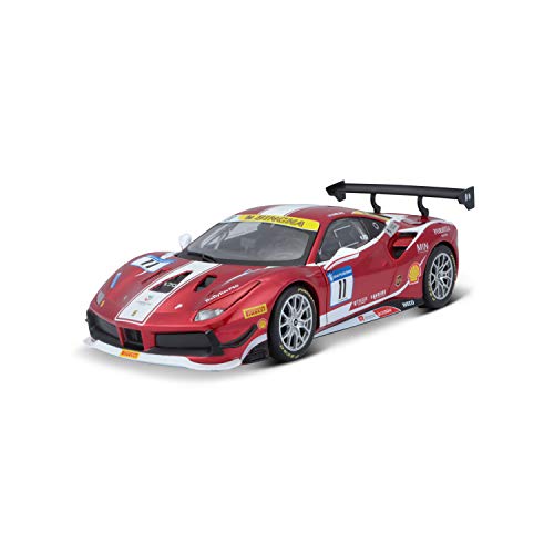 Bburago Ferrari 488 Challenge (Formula Racing '17): Modellauto im Maßstab 1:24, Ferrari Racing Serie, Türen zum Öffnen, 19 cm, rot #11 (18-26308) von Bburago