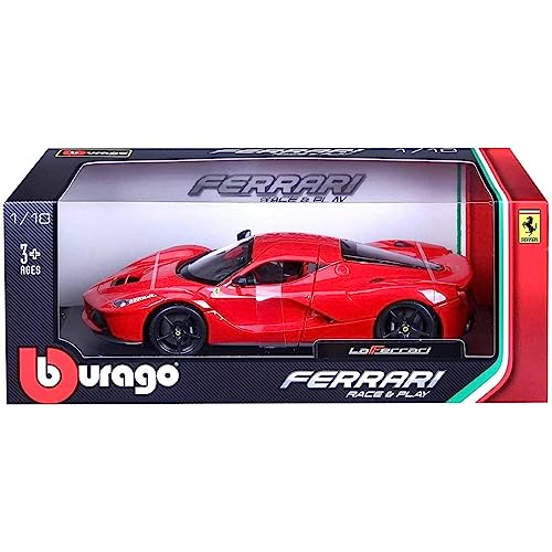 Bburago Ferrari LaFerrari: hochwertiges Modellauto im Maßstab 1:18, Ferrari Signature Edition, Kofferraum, Türen und Motorhaube zum Öffnen, lenkbar, 27 cm, schwarz (18-16901BK) von Bburago