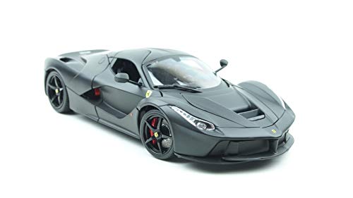 Bburago Ferrari LaFerrari: hochwertiges Modellauto im Maßstab 1:18, Ferrari Signature Edition, Kofferraum, Türen und Motorhaube zum Öffnen, lenkbar, 27 cm, schwarz (18-16901BK) von Bburago