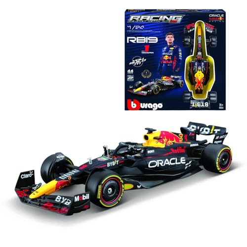 Bburago Formel 1 KIT RedBull RB19 (2023): Modellauto Bausatz im Maßstab 1:24, 44-teilig, von Fahrer #1 Max Verstappen, Window Box, 27cm, schwarz (18-28501) von Bburago