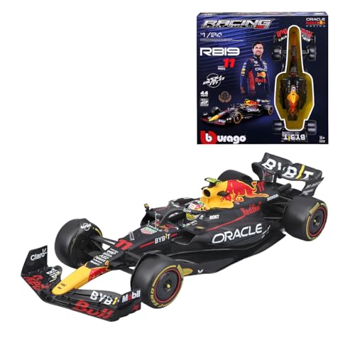 Bburago Formel 1 KIT RedBull RB19 (2023): Modellauto Bausatz im Maßstab 1:24, 44-teilig, von Fahrer #11 Sergio Perez, Window Box, 27cm, schwarz (18-28502) von Bburago