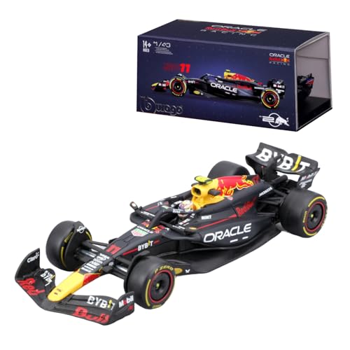 Bburago Formel 1 Oracle Red Bull Racing RB20 (2024): Modellauto im Maßstab 1:43, mit Fahrer #11 Sergio Pérez, Hardcase, 12,5 cm, schwarz (18-38098P) von Bburago