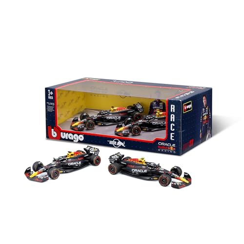 Bburago Formel 1 Red Bull RB20 2er-Set (2024): Modellauto-Set im Maßstab 1:43, Window Box, 25,4 cm, schwarz (18-38173) von Bburago
