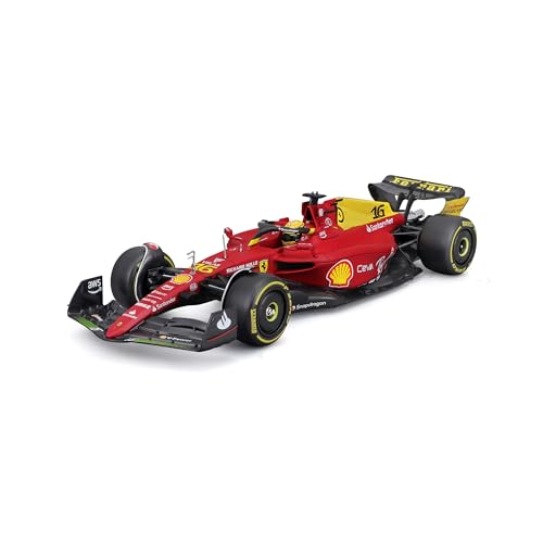 Bburago Ferrari F1-75 (2022): Modellauto im Maßstab 1:24, 16 Charles Leclerc, mit Fahrer, Hardcase, rot (18-26806L) von Bburago