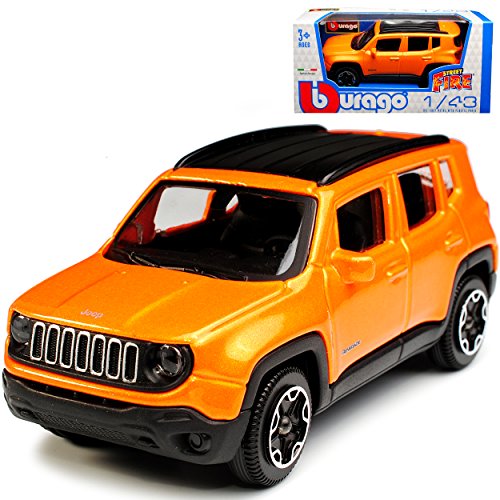 Bburago Jeep Renegade SUV Orange Ab 2014 1/43 Modell Auto mit individiuellem Wunschkennzeichen von Bburago