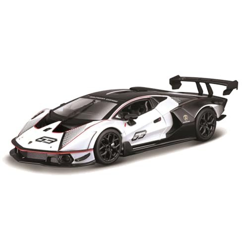 Bburago Lamborghini Essenza SCV12: Modellauto im Maßstab 1:24, Türen beweglich, weiß-schwarz (18-28023) von Bburago