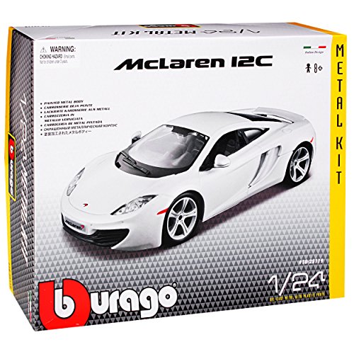 Bburago McLaren MP4-12C Coupe Weiss Bausatz Kit 1/24 Modell Auto mit individiuellem Wunschkennzeichen von Bburago