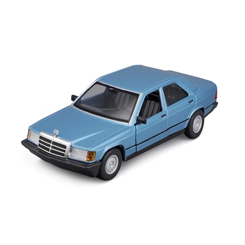 Bburago Mercedes 190E (1987): Modellauto im Maßstab 1:24, Türen beweglich, blau (18-21103B) von Bburago