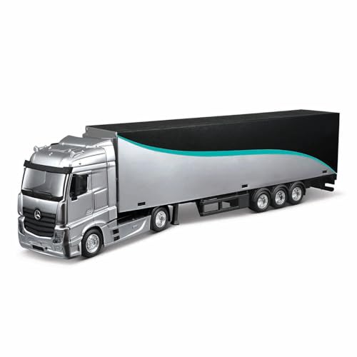 Bburago - Mercedes-AMG Semi Truck mit W15 2024#63 Russell, Diecast-Set Maßstab 1:43, Transporter mit F1-Auto, Lizenz, Alter 3+ von Bburago