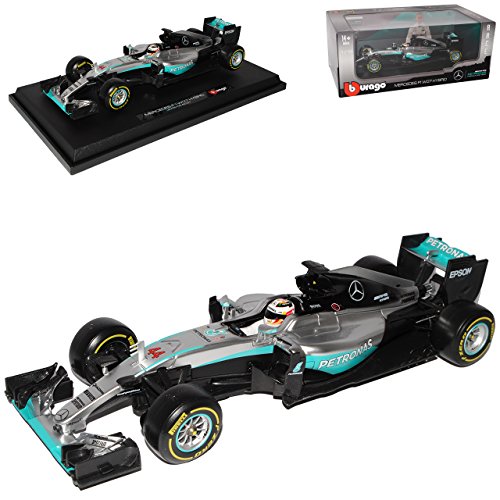 Bburago Mercedes W07 Hybrid Lewis Hamilton Nr 44 Formel 1 2016 1/18 Modell Auto mit individiuellem Wunschkennzeichen von Bburago