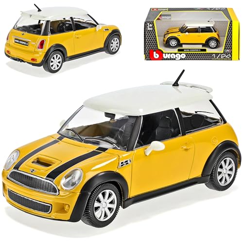 Bburago Mini Cooper S Gelb Weiss R56 Hatch 2006-2013 1/24 Modell Auto Bburago Mini Cooper S Gelb Weiss R56 Hatch 2006-2013 1/24 Modell Auto von Bburago
