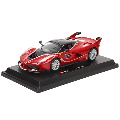 Bburago Ferrari FXX-K: Modellauto im Maßstab 1:24, Ferrari Racing Serie, Kofferraum zum Öffnen, lenkbar, 19 cm, rot #10 (18-26301R) von Bburago
