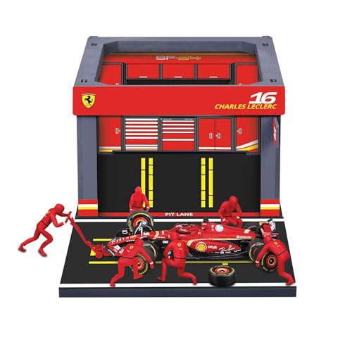 Bburago - Pit Stop Ferrari SF-24#16 Leclerc, Spielset mit Diorama, 1:43 und 6 Mechanikern, Detailgetreu, Ferrari-Lizenz, Alter 3+ Bburago - Pit Stop Ferrari SF-24#16 Leclerc, Spielset mit Diorama, 1:43 und 6 Mechanikern, Detailgetreu, Ferrari-Lizenz, Alter 3+ von Bburago