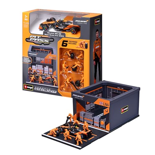 Bburago - Pit Stop McLaren MCL38 2024#4 Norris, Spielset mit Diorama, 1:43 und 6 Mechanikern, Detailgetreu, McLaren-Lizenz, Alter 3+ Bburago - Pit Stop McLaren MCL38 2024#4 Norris, Spielset mit Diorama, 1:43 und 6 Mechanikern, Detailgetreu, McLaren-Lizenz, Alter 3+ von Bburago