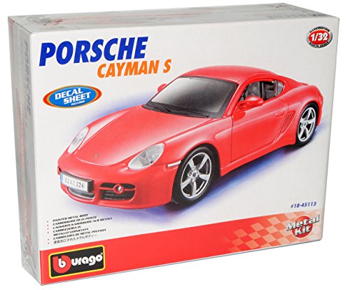 Bburago Porsche Cayman S Coupe Rot Ab 2004 Bausatz Kit 1/32 Modell Auto mit individiuellem Wunschkennzeichen von Bburago