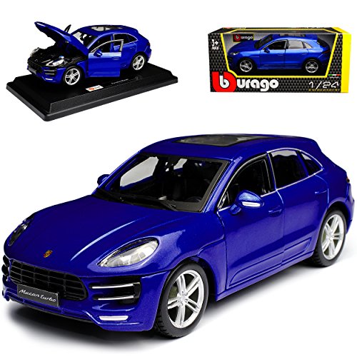 Bburago Porsche Macan Turbo Blau Metallic Ab 2014 1/24 Modell Auto mit individiuellem Wunschkennzeichen von Bburago