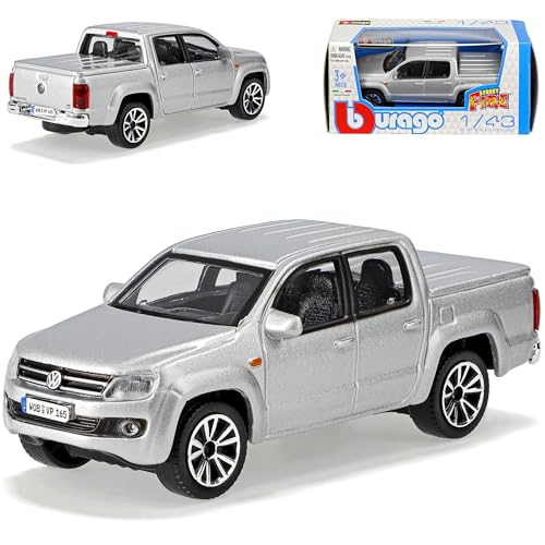 Bburago Volkwagen Amarok Pick-Up Silber Ab 2010 1/43 Modell Auto mit individiuellem Wunschkennzeichen von Bburago