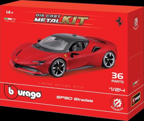 BBURAGO - Modell-Bausatz Ferrari R&P SF90 Stradale - Realistisches Automodell im Maßstab 1:24, offizielle Ferrari-Lizenz, empfohlenes Alter ab 14 Jahren von Bburago