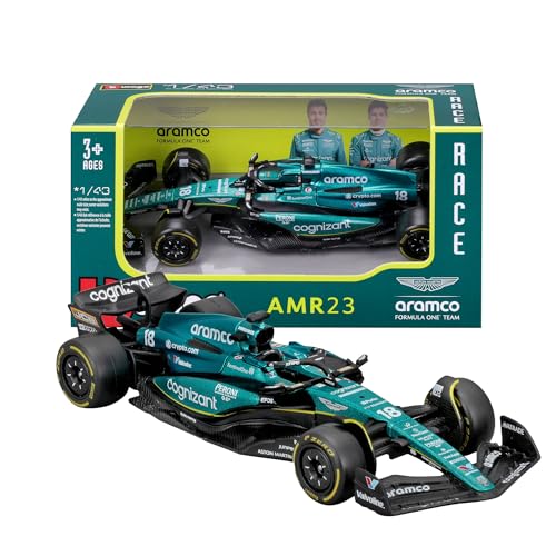 Bburago - Aston Martin AMR23#18 Stroll - Realistisches F1 Auto im Maßstab 1:43, Diecast Replica mit offizieller Aston Martin Lizenz, Empfohlenes Alter 3+ Jahre von Bburago