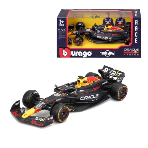 Bburago Formel 1 Oracle Red Bull Racing RB20 (2024): Modellauto im Maßstab 1:43, von Fahrer #1 Max Verstappen, Window Box, 12,5 cm, schwarz (18-38097V) von Bburago