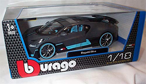 burago Bugatti Divo Druckguss-Modell, Grau und Light Bue Trim Auto, Maßstab 1:18 von Bburago