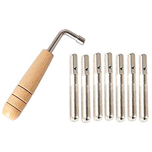 Bcowtte 7 Stück Stimmstifte mit Stimmschlüssel, L-Form für Lyra-Saiten und andere Instrumente, eine Primitive Saiten von Bcowtte