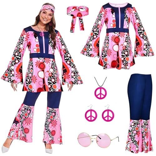 Bcuuozeeing 7 Stück 60er 70er Jahre Hippie Kostüm Damen (M) von Bcuuozeeing