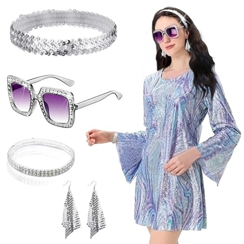 Bcuuozeeing 70er Jahre Outfit Damen, Disco Outfit Damen (XXL) von Bcuuozeeing
