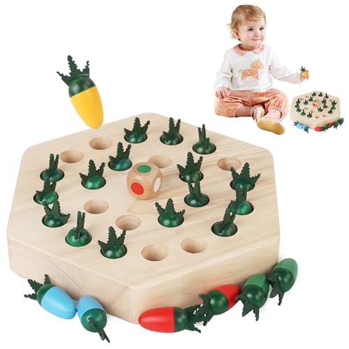 Bcuuozeeing Montessori Spielzeug ab 3 Jahre, Karotten Memory Spiel aus Holz, Gedächtnis Schach Lernspielzeug, Training Konzentration Familie Gesellschaftsspiele, Geburtstagsgeschenke für Kinder Bcuuozeeing Montessori Spielzeug ab 3 Jahre, Karotten Memory Spiel aus Holz, Gedächtnis Schach Lernspielzeug, Training Konzentration Familie Gesellschaftsspiele, Geburtstagsgeschenke für Kinder von Bcuuozeeing