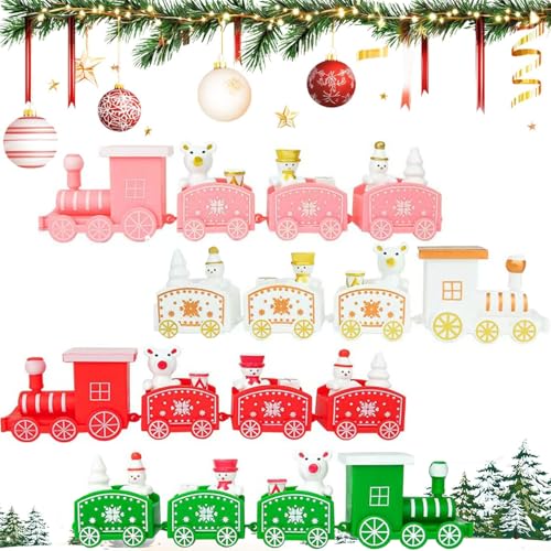 4Pcs Weihnachten Zug Deko Weihnachten Tischdeko Mini Weihnachtszug Holz Eisenbahn Weihnachtsdeko Tisch Xmas Party Weihnachtsbaum Rentier Dekoration Weihnachten Neujahr Geschenke von Bdecoll