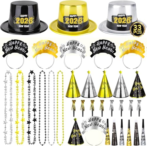 Bdecoll 33 Stück Glitzer Silvester Deko 2026 Set,Happy New Year Haarreif Kopfschmuck Partyhüte Accessories - Frohes Neues Jahr - Neujahrsdeko - Dekoration zu Neujahr 2026 Bdecoll 33 Stück Glitzer Silvester Deko 2026 Set,Happy New Year Haarreif Kopfschmuck Partyhüte Accessories - Frohes Neues Jahr - Neujahrsdeko - Dekoration zu Neujahr 2026 von Bdecoll