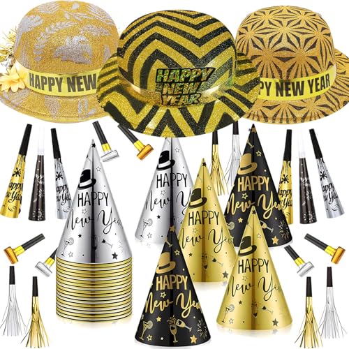 Bdecoll Stück Glitzer Silvester Deko 2025 Set,Happy New Year Haarreif Kopfschmuck Partyhüte Accessories - Frohes Neues Jahr - Neujahrsdeko - Dekoration zu Neujahr 2025 (39) von Bdecoll